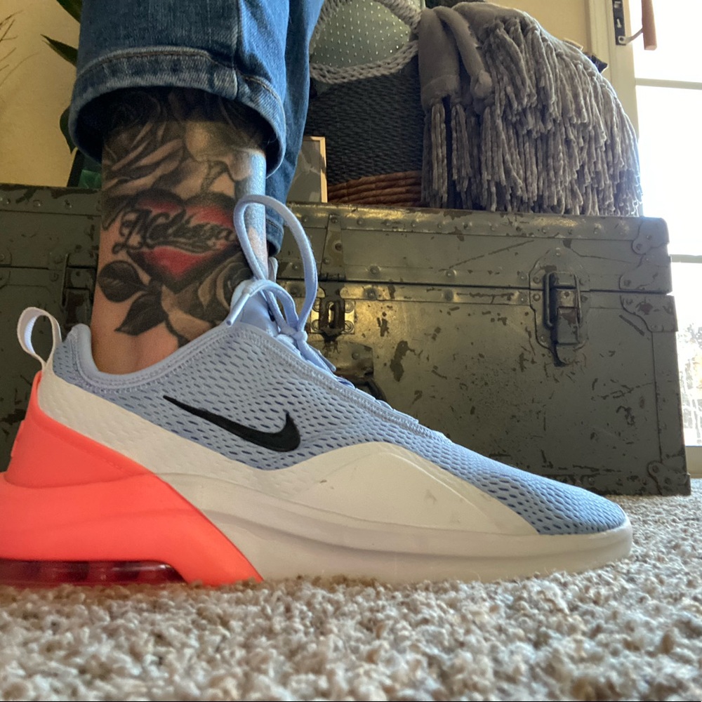 Baby blue, white, peach, Nike, running shoes
